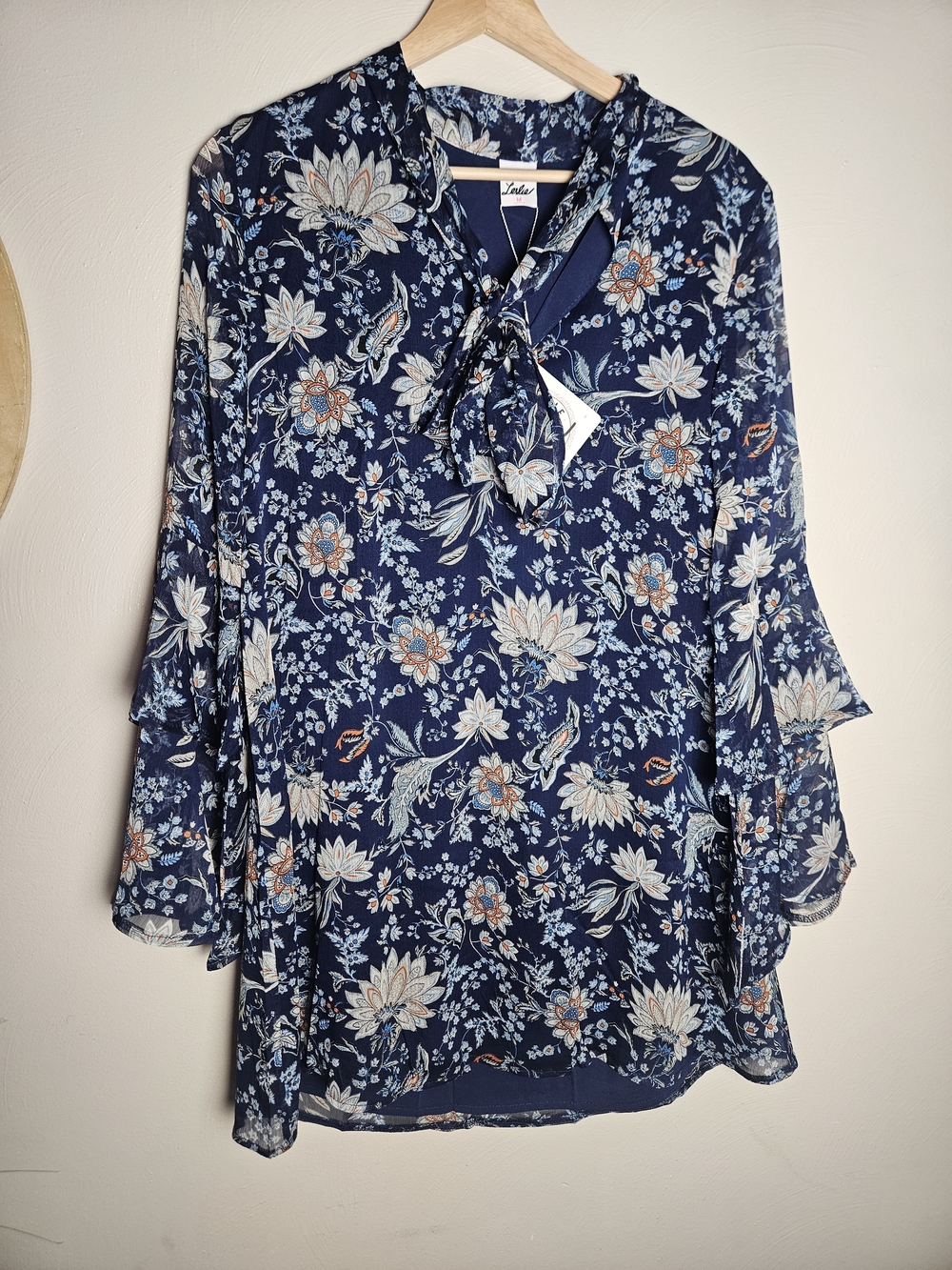 Selfie Leslie Navy Floral Tie-Detail Mini Dress